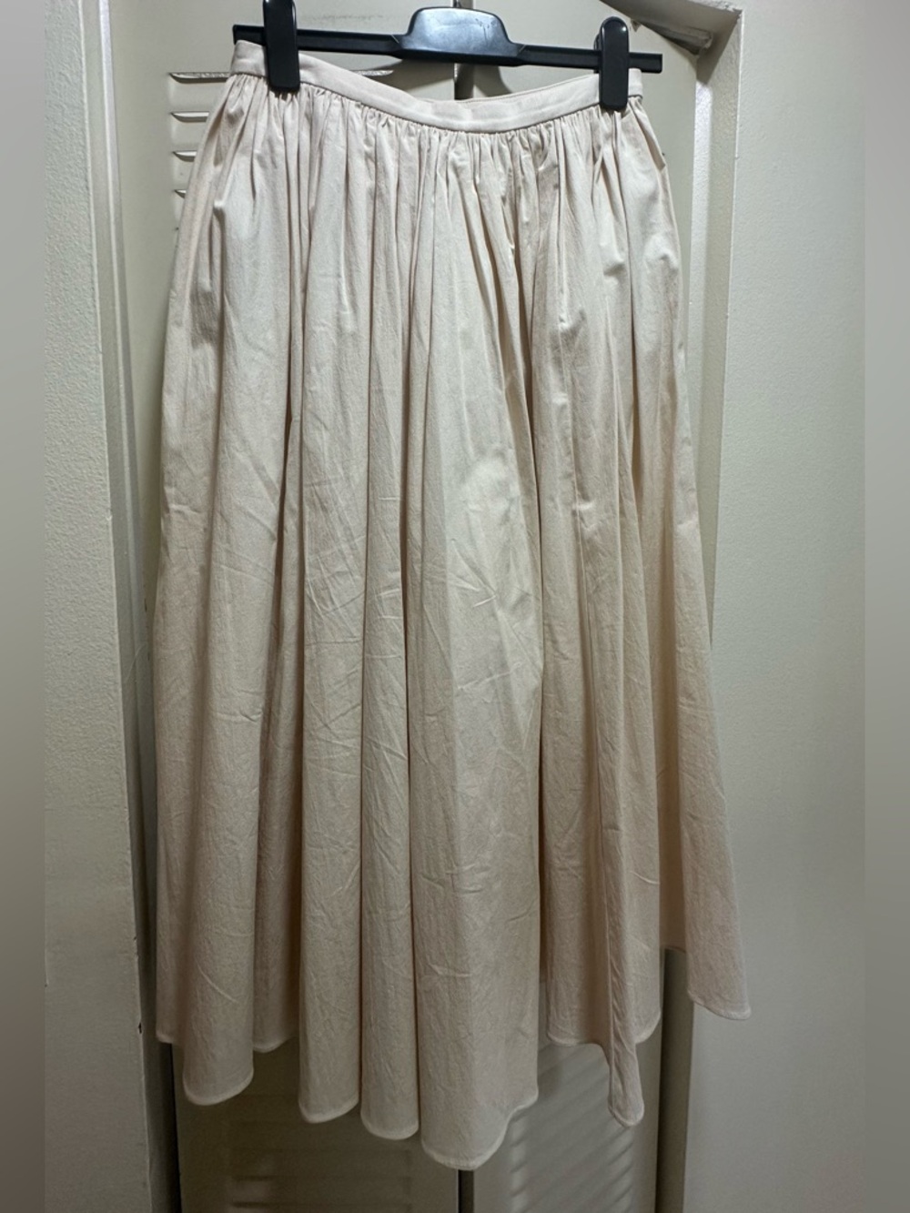 Zara Cream Gathered A-Line Midi Skirt